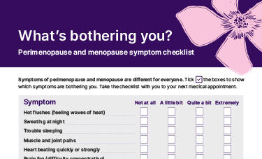 Perimenopause and menopause symptom checklist