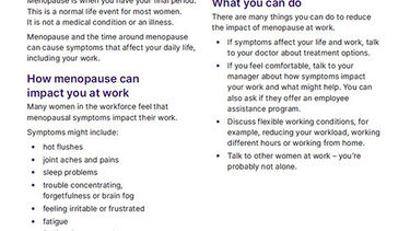 Menopause at work fact sheet