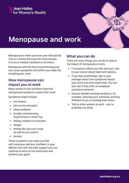 Menopause at work fact sheet