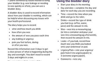 Cover of bladder diary