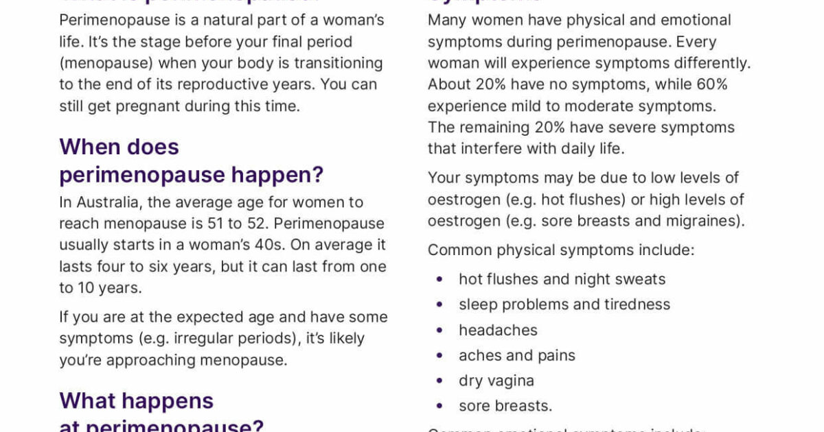 10 Symptoms of Menopause and Perimenopause